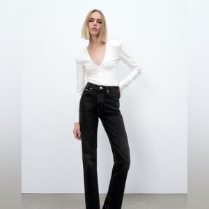 Zara sparkly body suit with shoulder pads